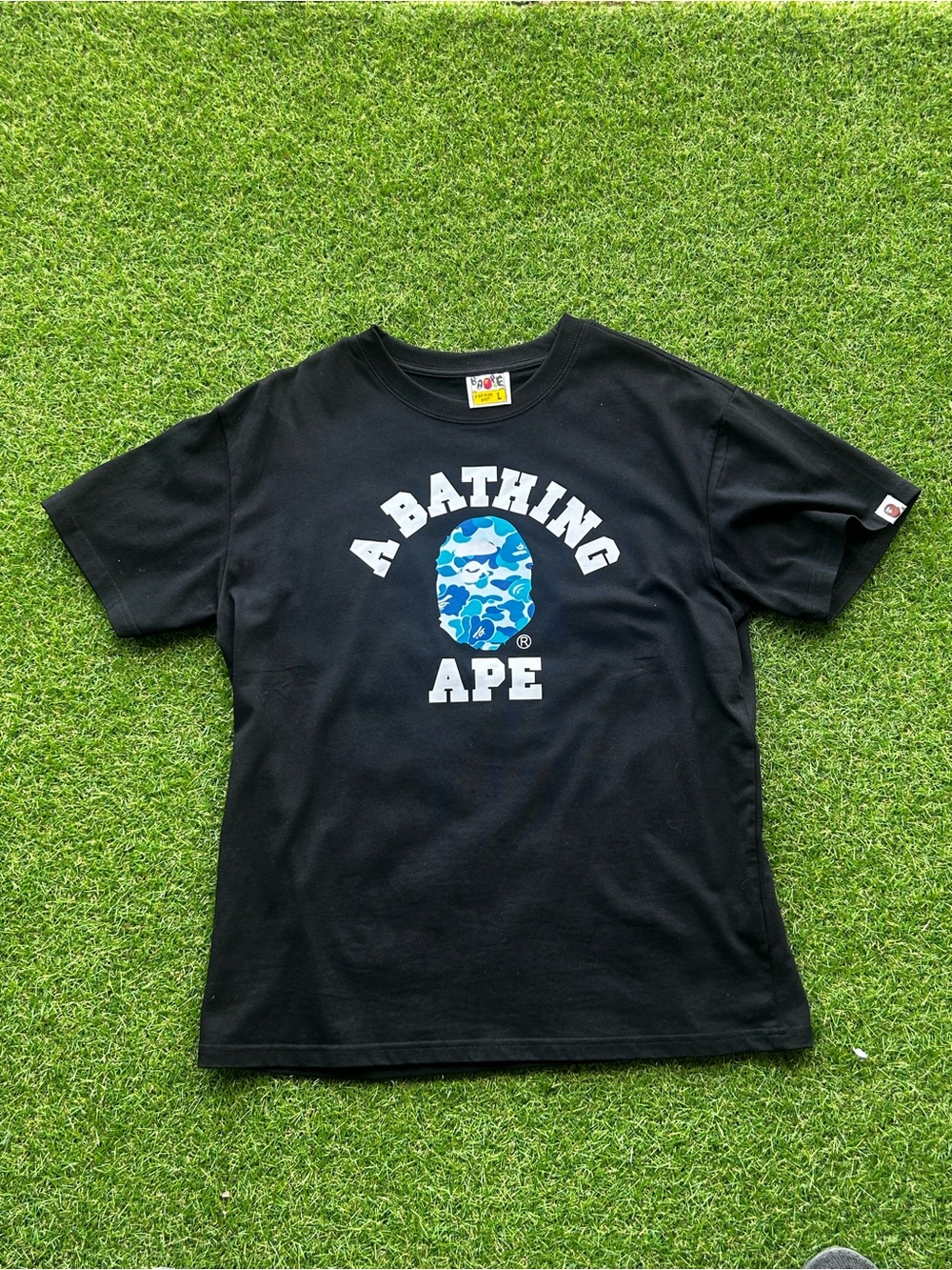 Bape Blue ABC Camo Collage Tee Size L